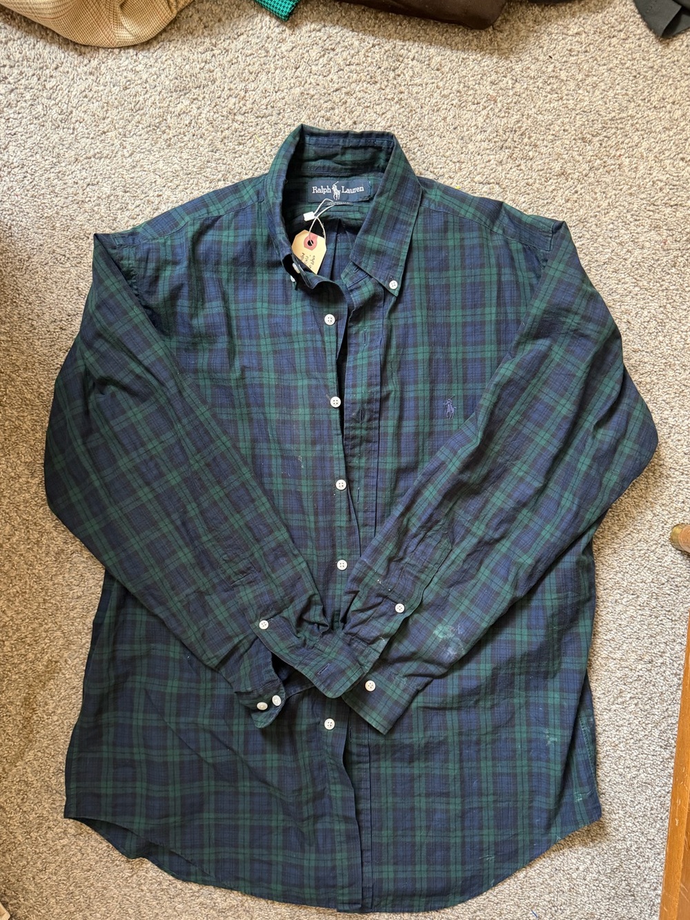 Ralph Lauren Green and Navy Plaid Button-Down Shirt